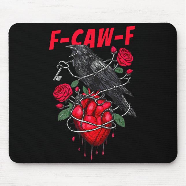 Mousepad Funny Black Bird F-caw-f Anti Valentines Day Singl (Frente)