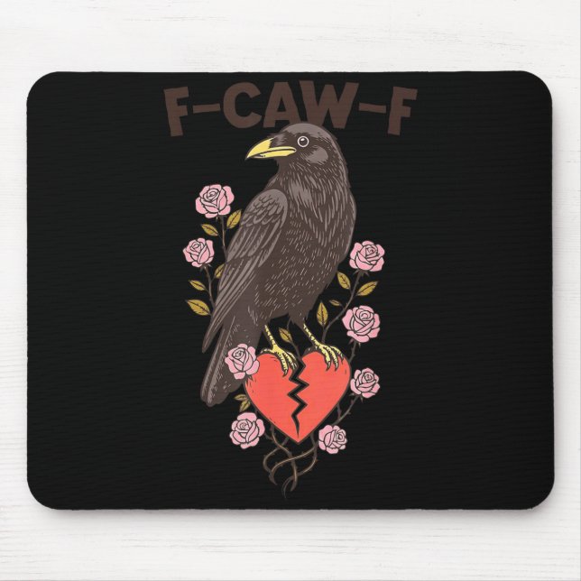Mousepad Funny Black Bird F-caw-f Anti Valentines Day Singl (Frente)