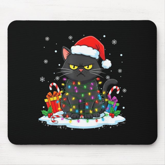 Mousepad Funny Black Cat Christmas For Men Women Youth Girl (Frente)