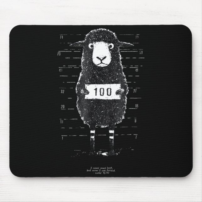 Mousepad Funny Black Sheep Mugshot Lost But Found Humor Fun (Frente)