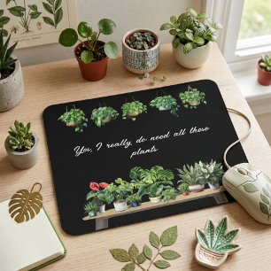 Mousepad Funny Black Watercolor Plant Lover