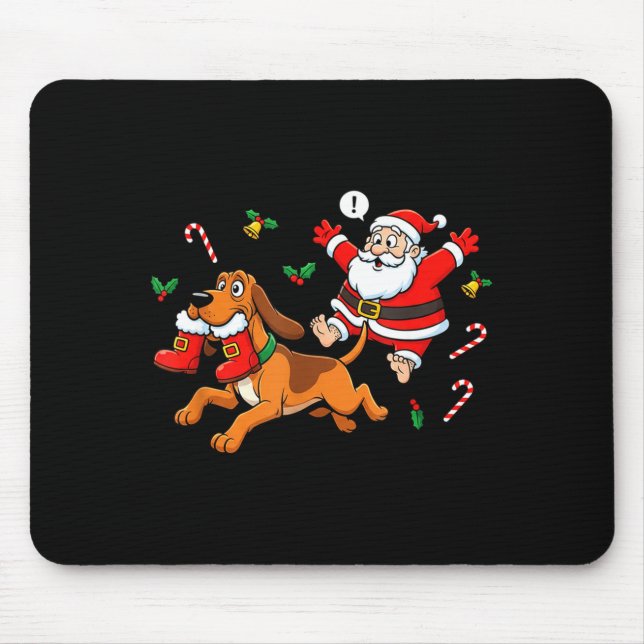Mousepad Funny Bloodhound Santa Claus Boots Christmas Women (Frente)