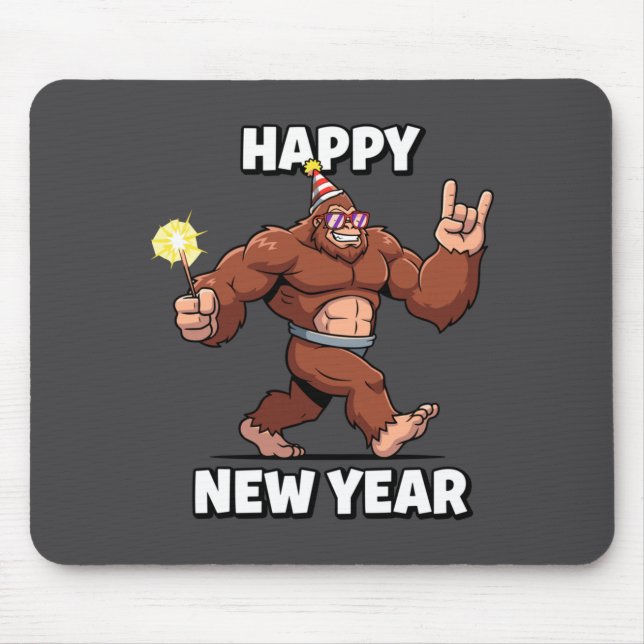 Mousepad Funny Boys Nye Outfit, Mens Fireworks Bigfoot Happ (Frente)