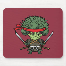 Mousepad Funny Broccoli Samurai Warrior Japanese Art Illust