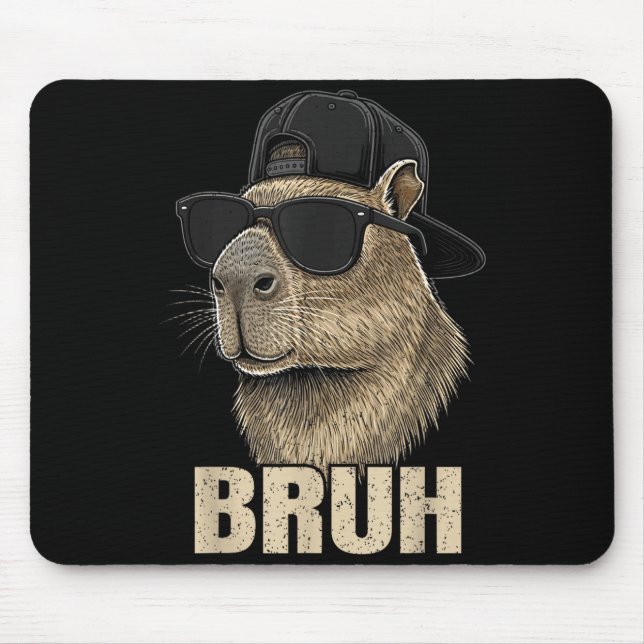 Mousepad Funny Bruh Meme Capybara Lover Cool Sungles For Me (Frente)