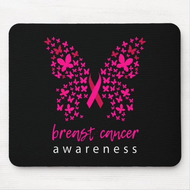 Mousepad Funny Butterfly Breast Cancer Awareness Ribbon  (Frente)