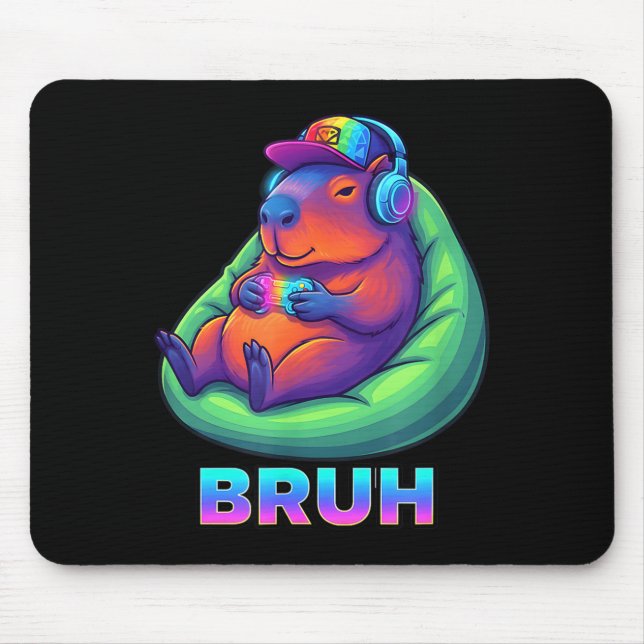 Mousepad Funny Capybara Bruh Video Games Lovers  (Frente)