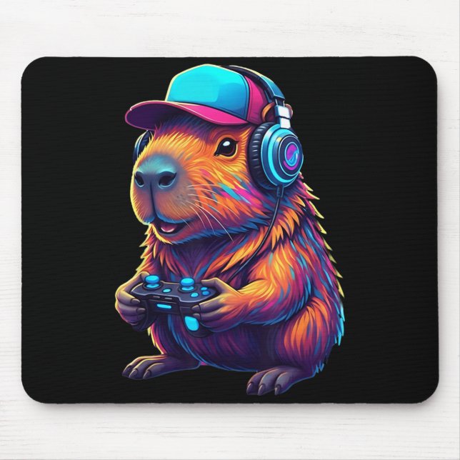 Mousepad Funny Capybara Gamer Gaming Video Games Capybara  (Frente)