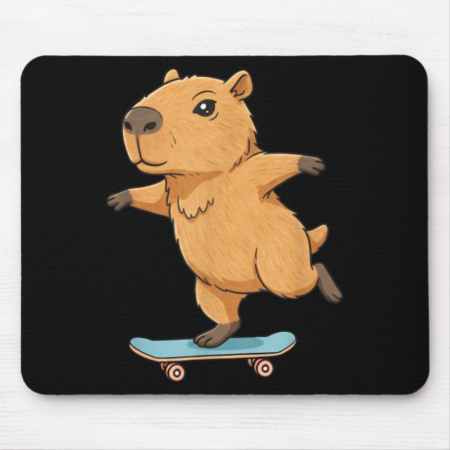 Mousepad Funny Capybara Skater Skateboard Ballerina Zoo Boy (Frente)