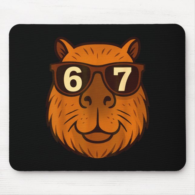 Mousepad Funny Capybara Sungles 67 Six Seven Meme  (Frente)