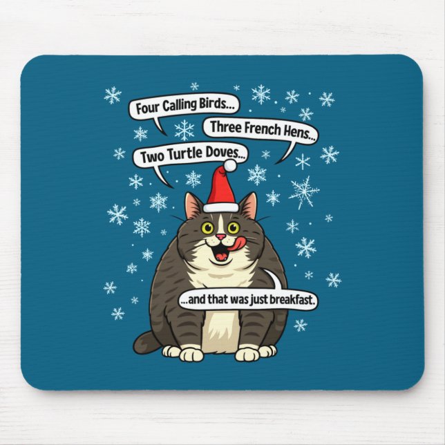 Mousepad Funny Cat Christmas Carol Meme Merch Santa Hat Kit (Frente)