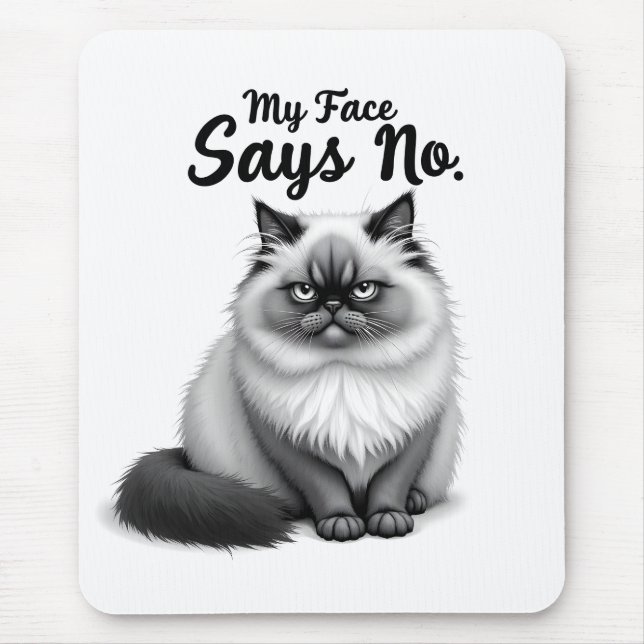 Mousepad Funny Cat Face Illustration – Minimal Cute Cat Art (Frente)