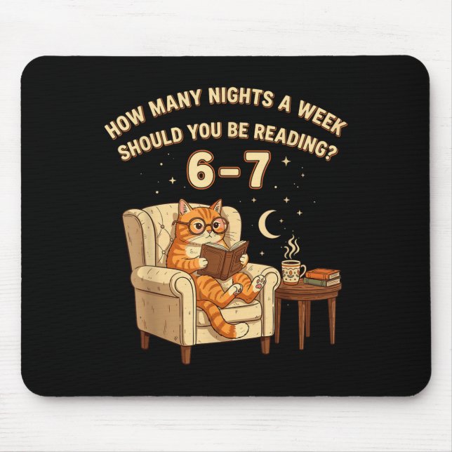 Mousepad Funny Cat Reading 6-7 Meme Englieacher Book Lover  (Frente)