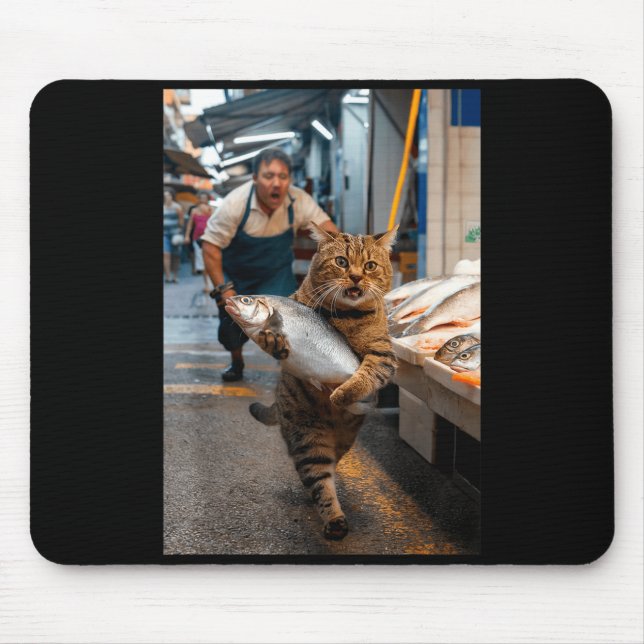 Mousepad Funny Cat Stealing Fi-shirt  (Frente)