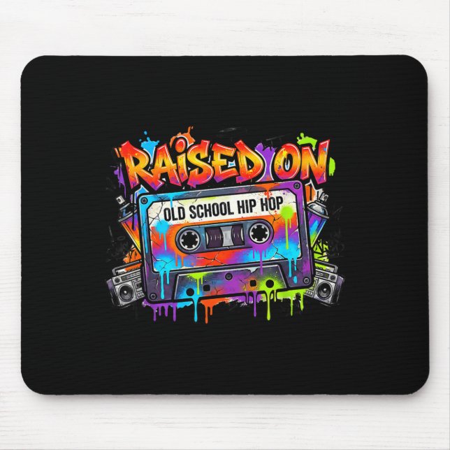 Mousepad Funny Cette Graffiti 80s 90s Raised On Old School  (Frente)