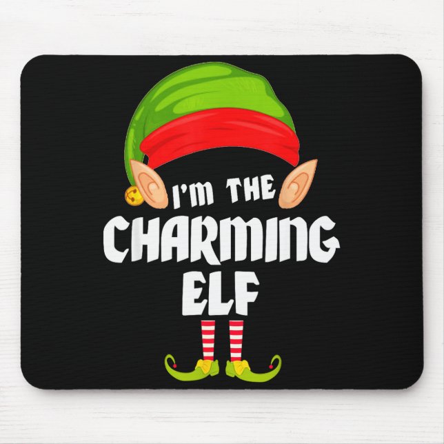 Mousepad Funny Charming Elf Matching Family Group Pj Christ (Frente)