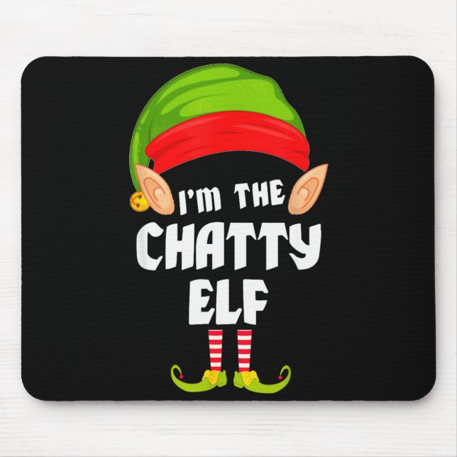 Mousepad Funny Chatty Elf Matching Family Group Pj Christma (Frente)
