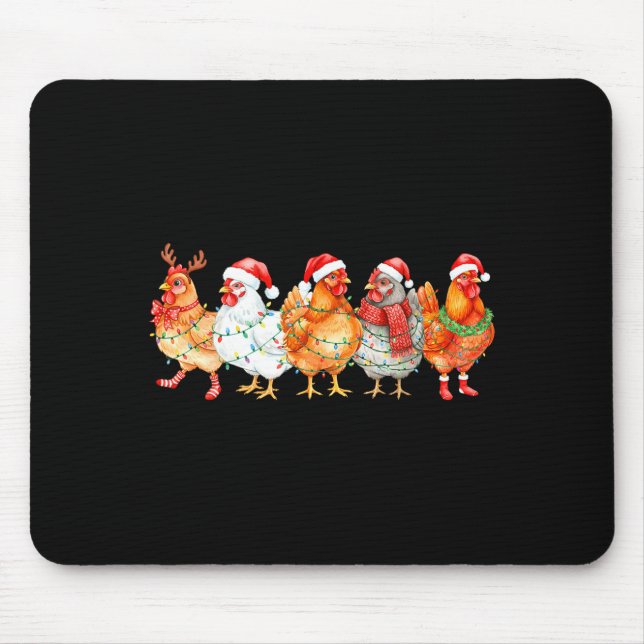 Mousepad Funny Chicken Christmas Lights Farm Animal Xmas Ho (Frente)