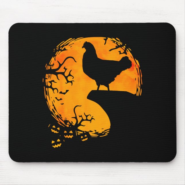 Mousepad Funny Chicken Halloween Moon Silhouette Soky Chick (Frente)