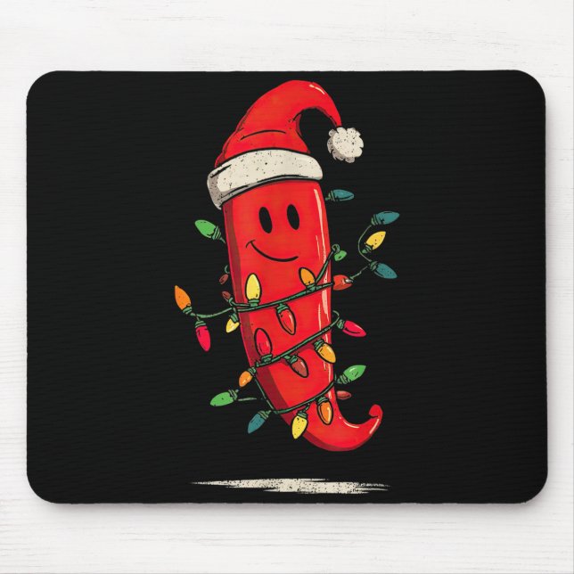 Mousepad Funny Chili Pepper Christmas Graphics Lights Lover (Frente)