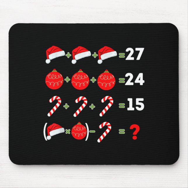 Mousepad Funny Christmas 6 7 Puzzle Santa Hat Ornament Cand (Frente)