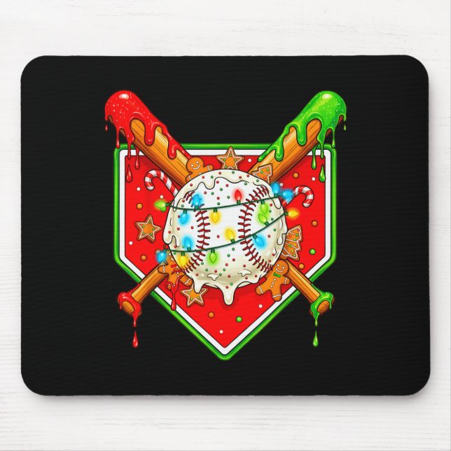Mousepad Funny Christmas Baseball Ice Cream Drip Men Women  (Frente)