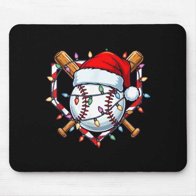 Mousepad Funny Christmas Baseball Santa Hat For Baseball Pl (Frente)