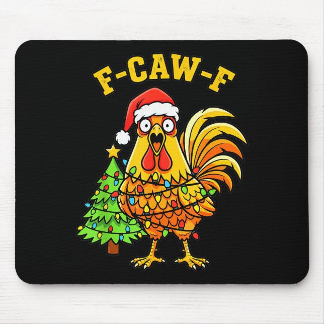 Mousepad Funny Christmas Chicken Lights Santa Hat F-caw-f  (Frente)