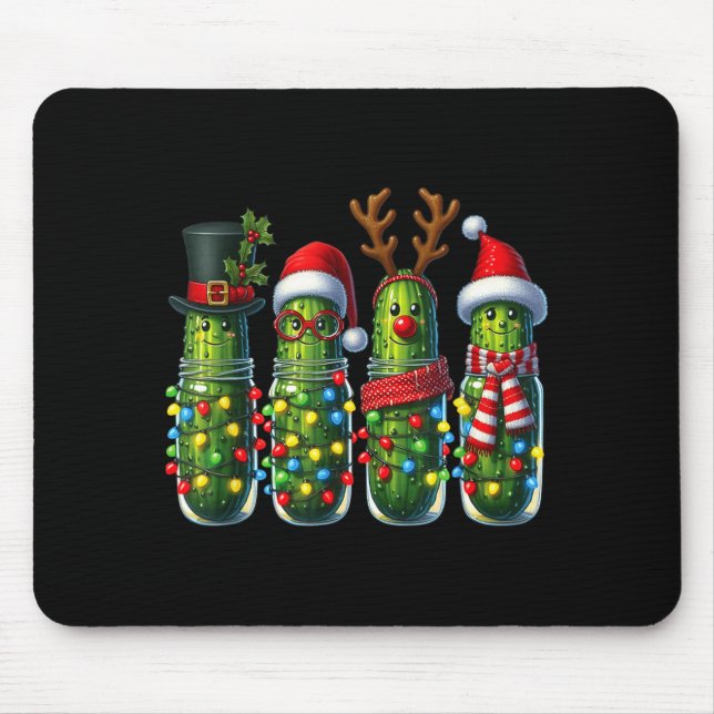 Mousepad Funny Christmas Ckle Lights Cactus Family Holiday  (Frente)