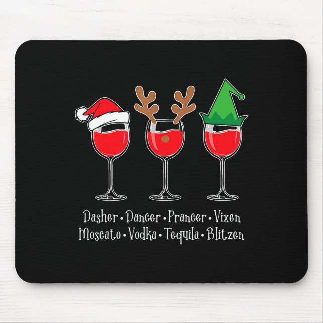 Mousepad Funny Christmas Dasher Dancer Prancer Vixen Whiske (Frente)