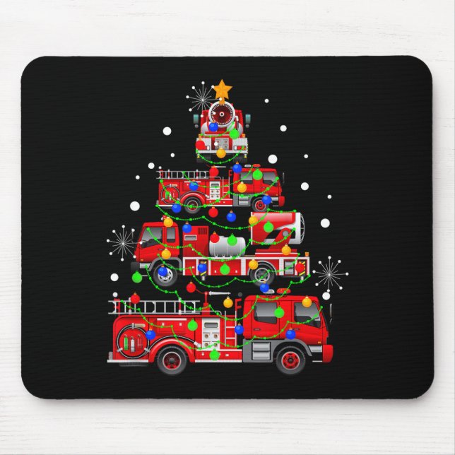 Mousepad Funny Christmas Decor Firefighter Truck Christmas  (Frente)