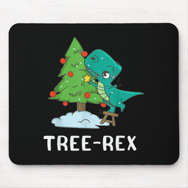 Mousepad Funny Christmas Dinosaurs Christmas Tree Rex Cute  (Frente)