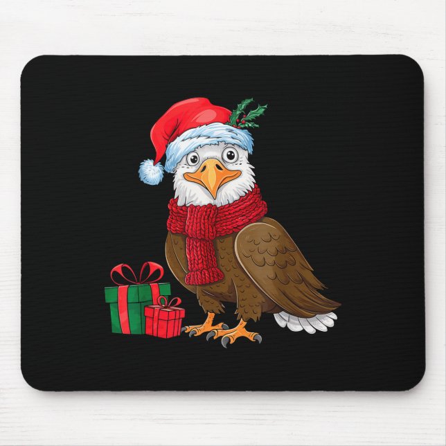 Mousepad Funny Christmas Eagle Patriotic Bald Eagle With Sa (Frente)