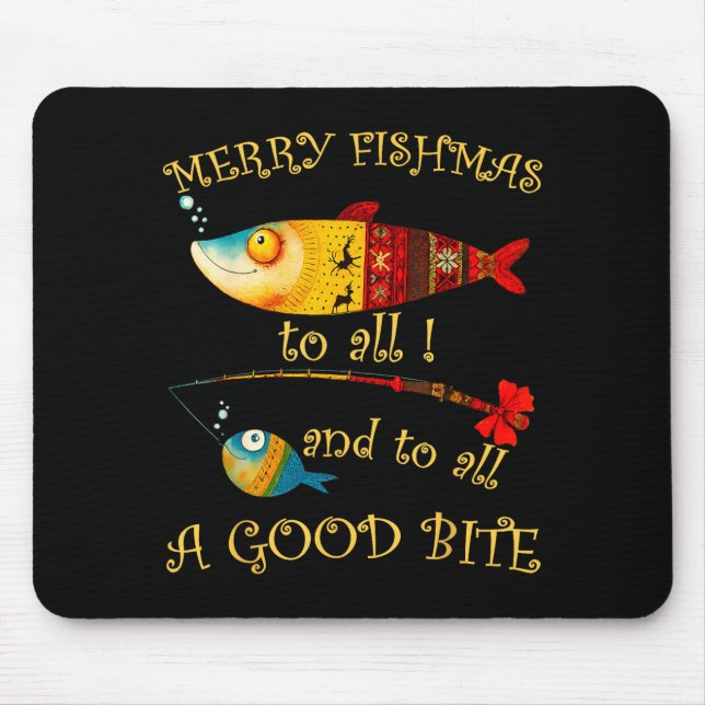 Mousepad Funny Christmas Fisherman's Merry Fishmas To All F (Frente)