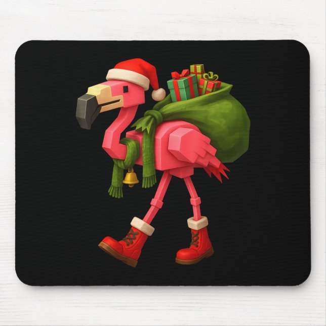Mousepad Funny Christmas Flamingo Santa Holiday Design  (Frente)