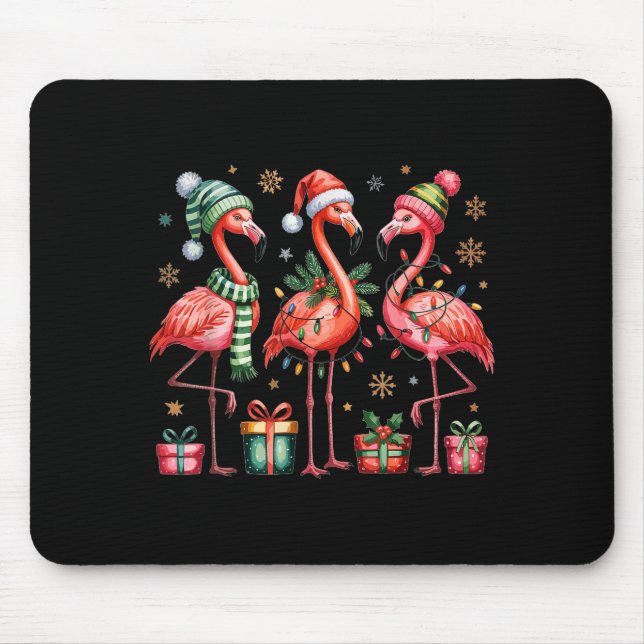 Mousepad Funny Christmas Flamingos  (Frente)