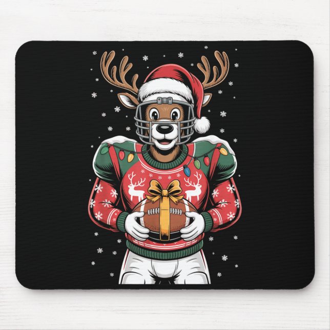 Mousepad Funny Christmas Football Reindeer  (Frente)