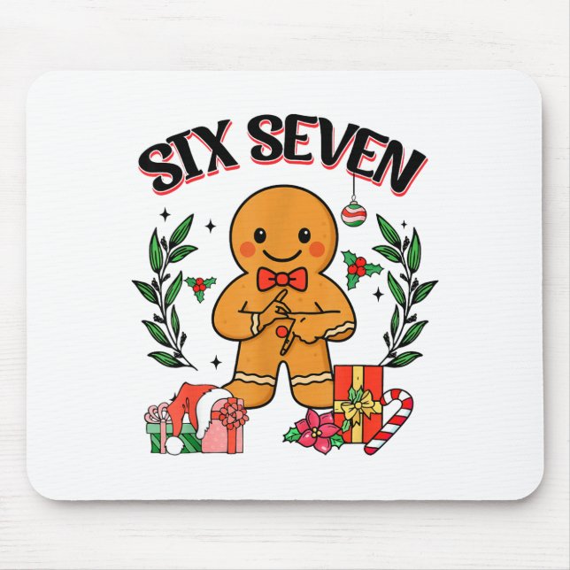 Mousepad Funny Christmas Gingerbread 67 Six Seven Meme Hand (Frente)