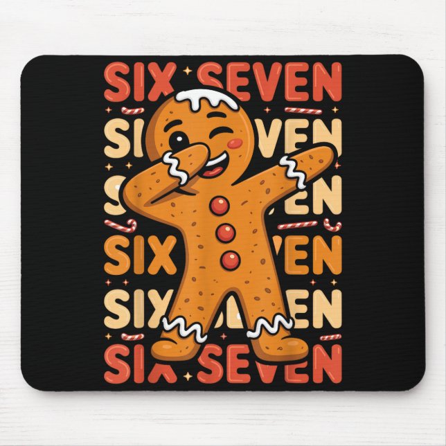 Mousepad Funny Christmas Gingerbread Cookie Dab Six Seven 6 (Frente)