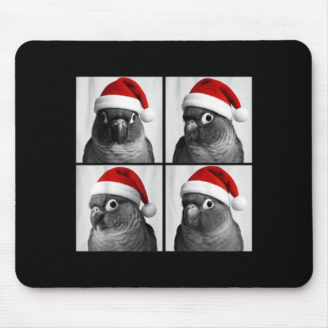 Mousepad Funny Christmas Green Cheek Conure Santa Photo Boo (Frente)