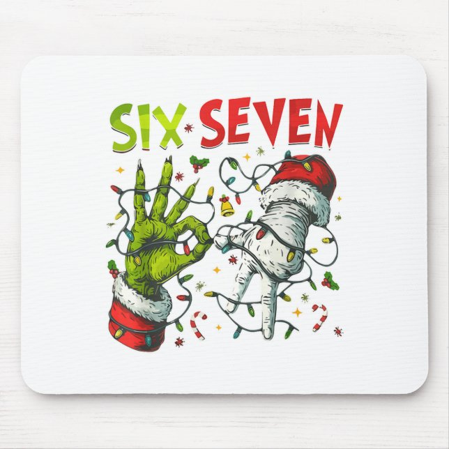 Mousepad Funny Christmas Lights 6 7 Meme Six Seven Matching (Frente)