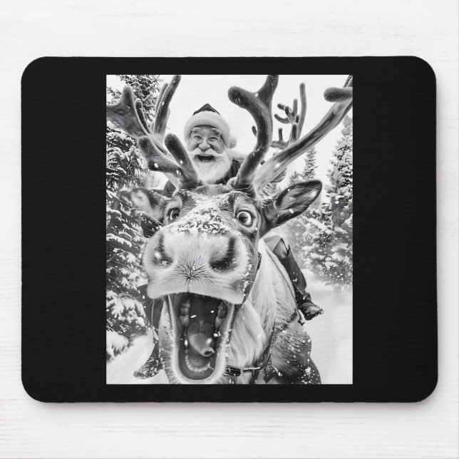 Mousepad Funny Christmas Reindeer Selfie Santa Claus Xmas S (Frente)