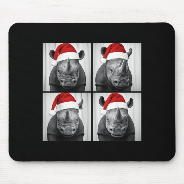 Mousepad Funny Christmas Rhinoceros Santa Photo Booth Safar (Frente)
