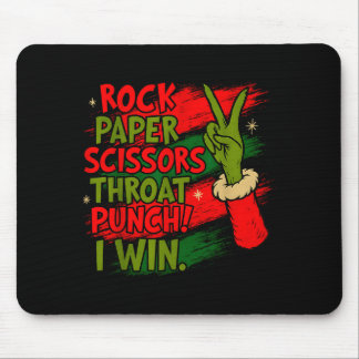 Mousepad Funny Christmas Rock Paper Scissors Throat Punch 