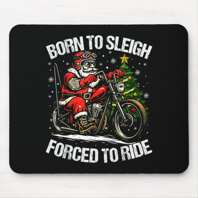 Mousepad Funny Christmas Santa Riding Motorcycle Bike Biker (Frente)
