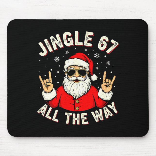 Mousepad Funny Christmas Six Seven Santa Rock N' Roll Hands (Frente)