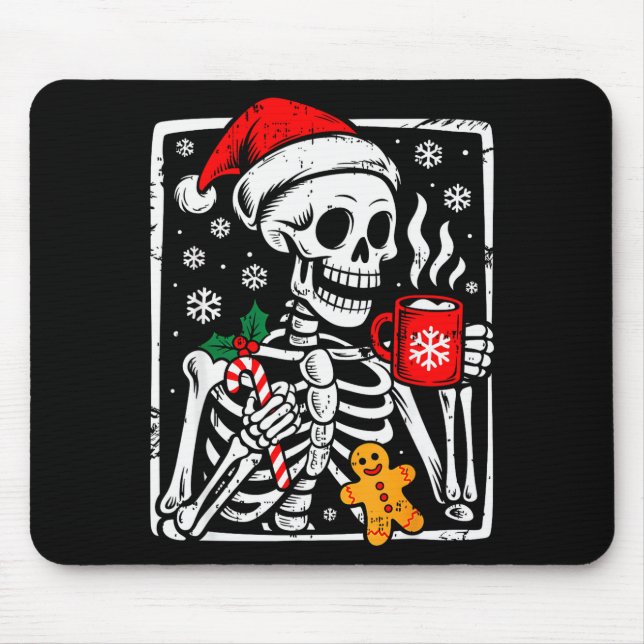 Mousepad Funny Christmas Skeleton Hot Chocolate Xmas Men Wo (Frente)