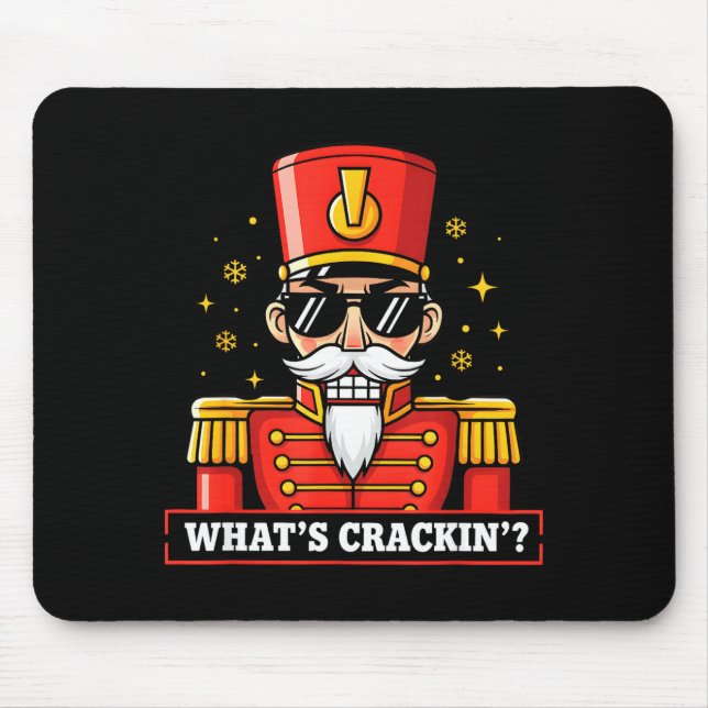 Mousepad Funny Christmas Whats Crackin Nutcracker Men Kids  (Frente)