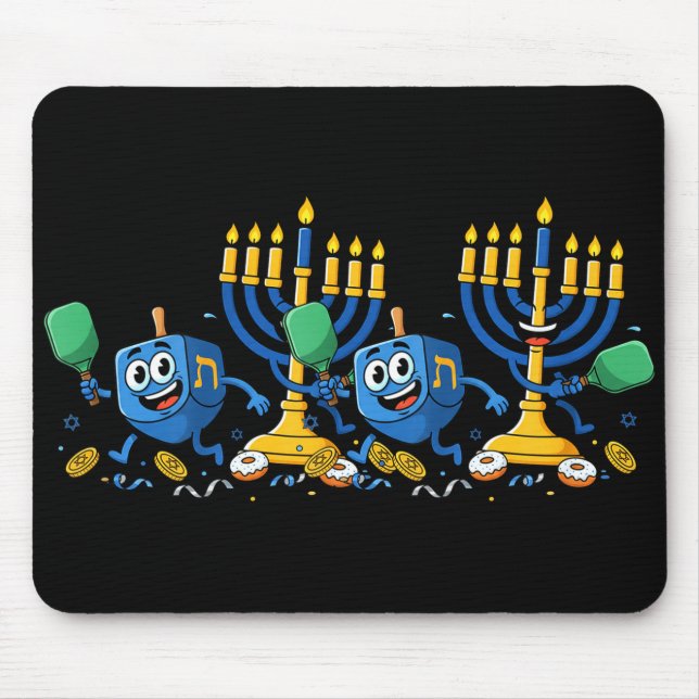 Mousepad Funny Ckleball Dreidel Menorah Hanukkah Kids Women (Frente)