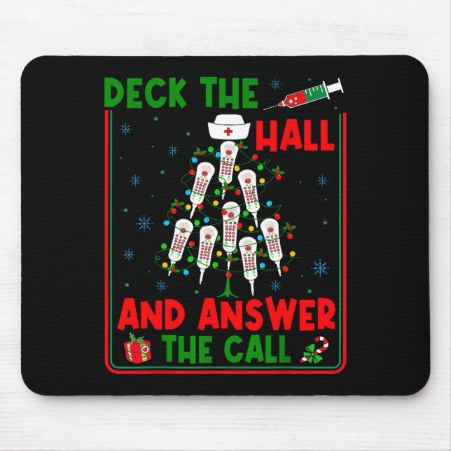 Mousepad Funny Cna Deck The Halls Answer The Calls Nurse Ch (Frente)